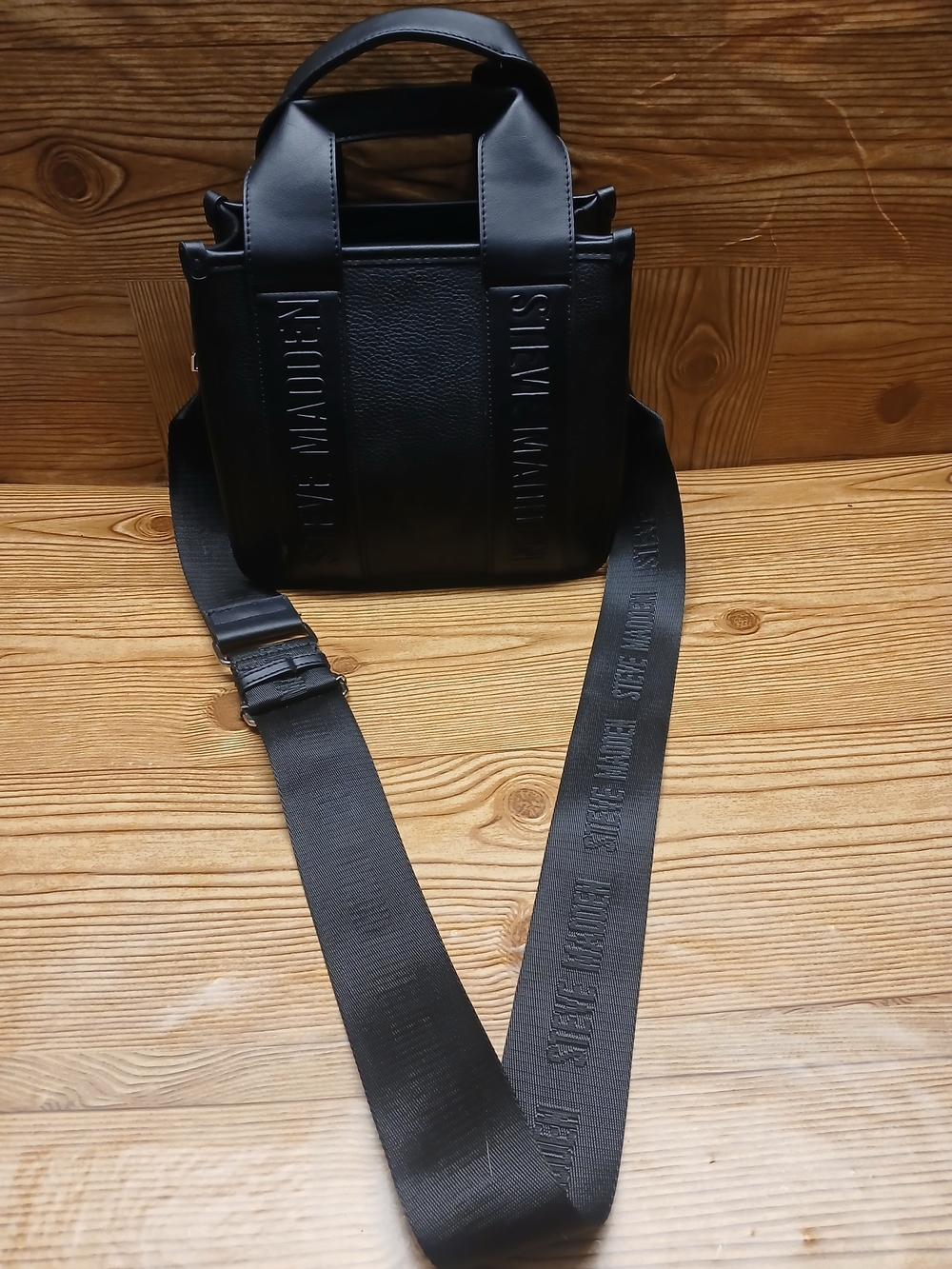 Steve Madden Black Convertible Double Strap Crossbody Bag